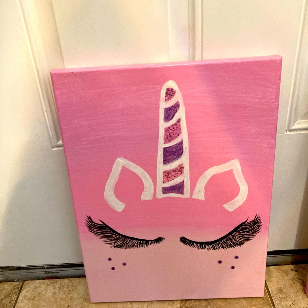 Unicorn 🦄 painting ! (Rare pet) Original painting unicorn 12 x 16 pink & black